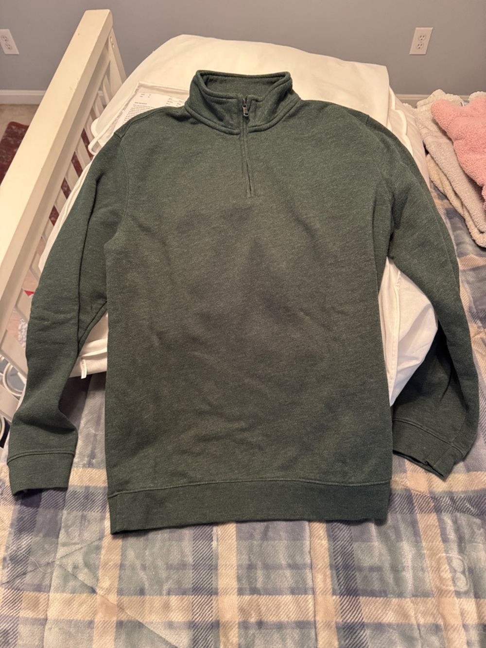 Men's Forest Green Quarter-Zip Pullover Sweater medium